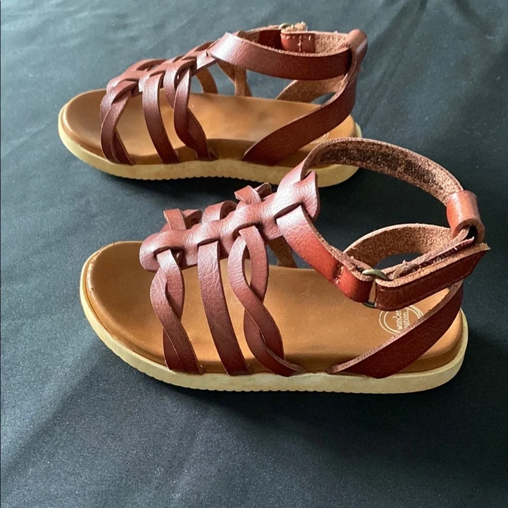 Brown Leather Kids Sandals